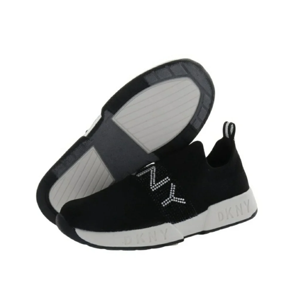 DKNY Little Girls Maddie Diamond Sneakers In Black ,Size 12 little girlW…